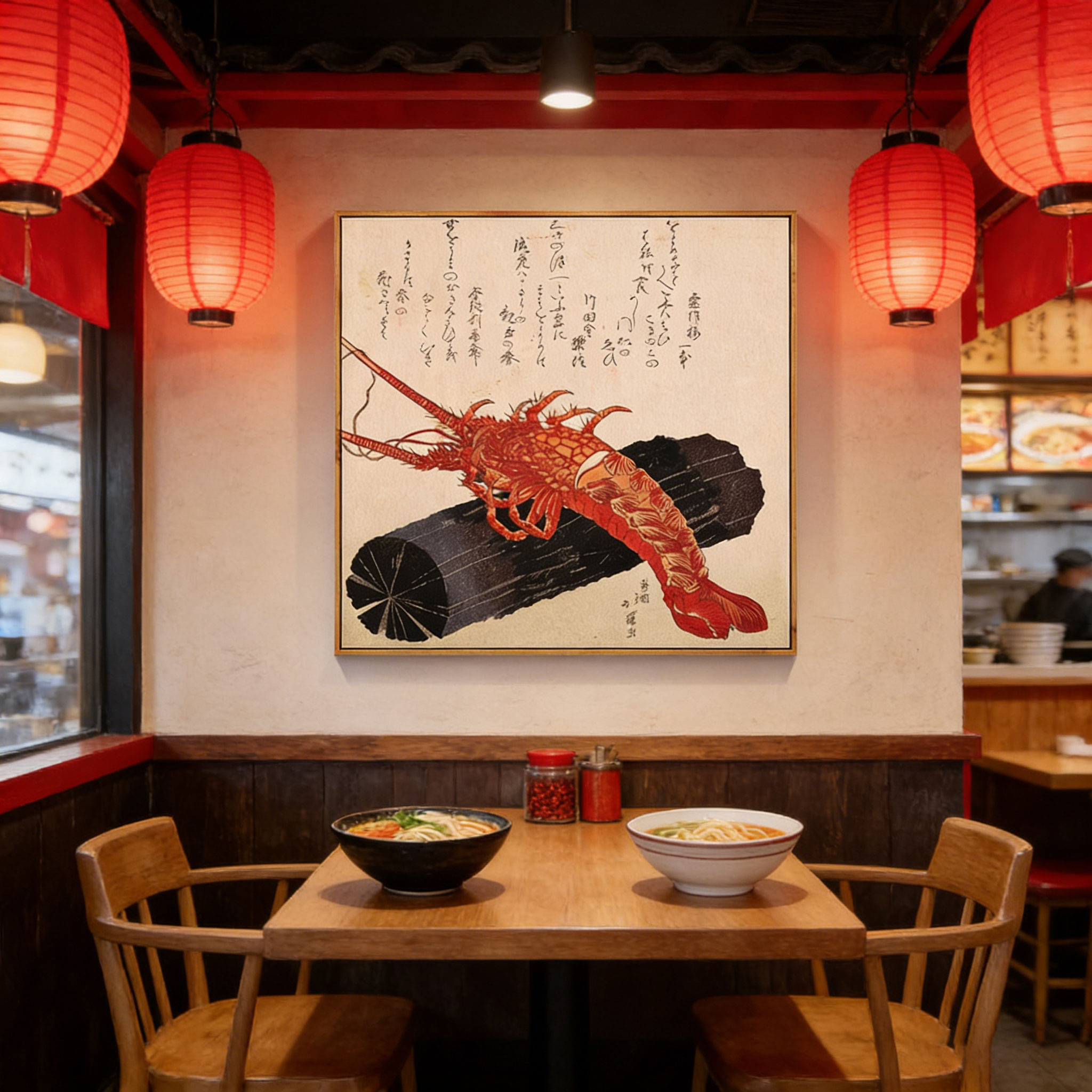 Japanese Restaurant Lifestyle - Affiche sur toile style Ukiyo-e japonais,