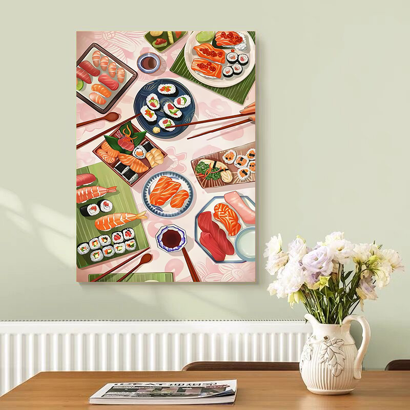 Japanese Restaurant Lifestyle - Affiches de sushi au saumon, impressions