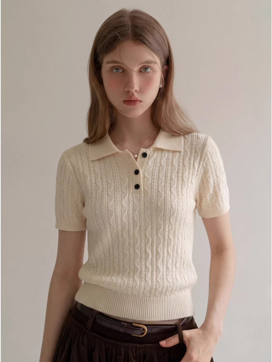 Polo en maille torsadée style  - Matcha avis et prix