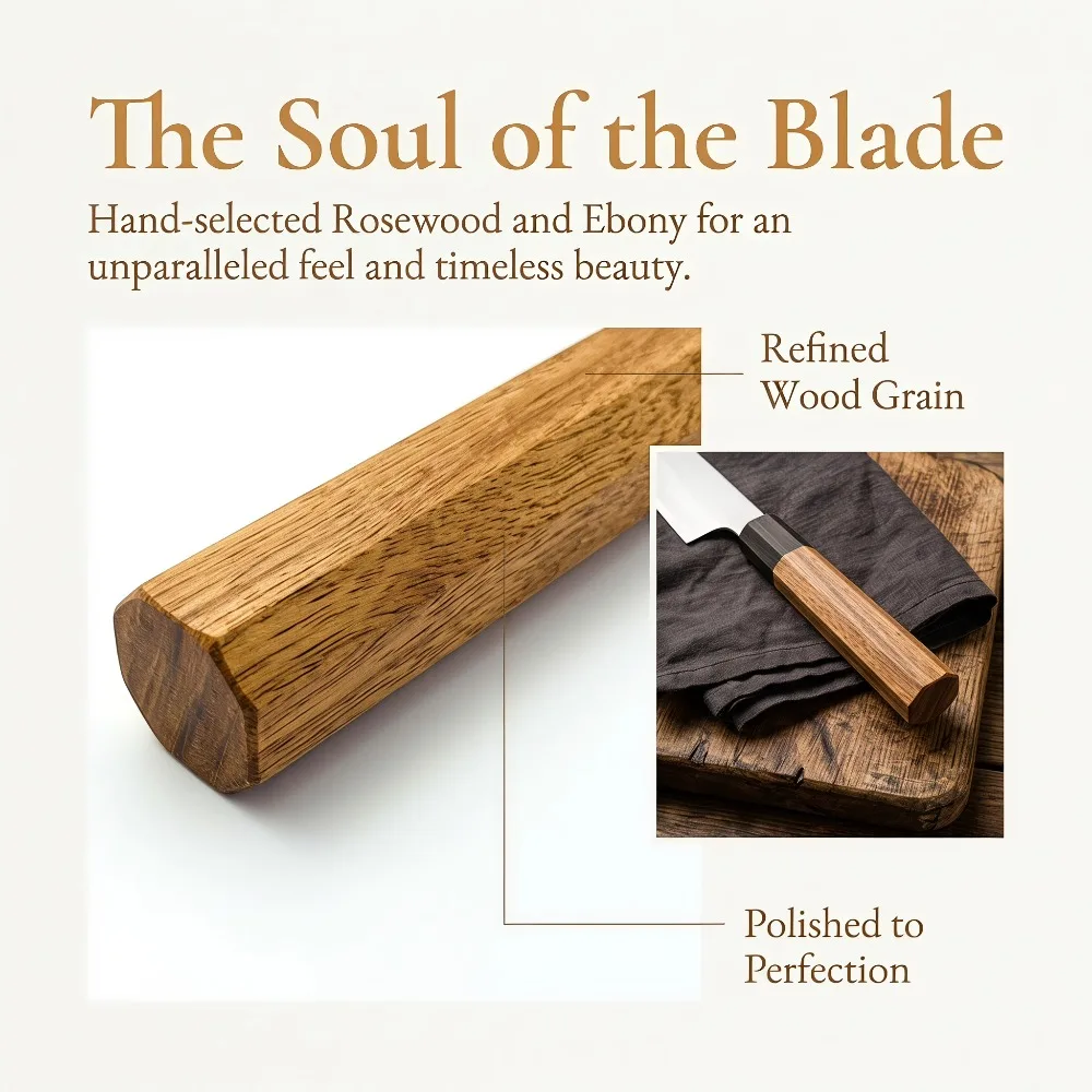 Manche octogonal en bois massi - Japanese Knife avis et prix