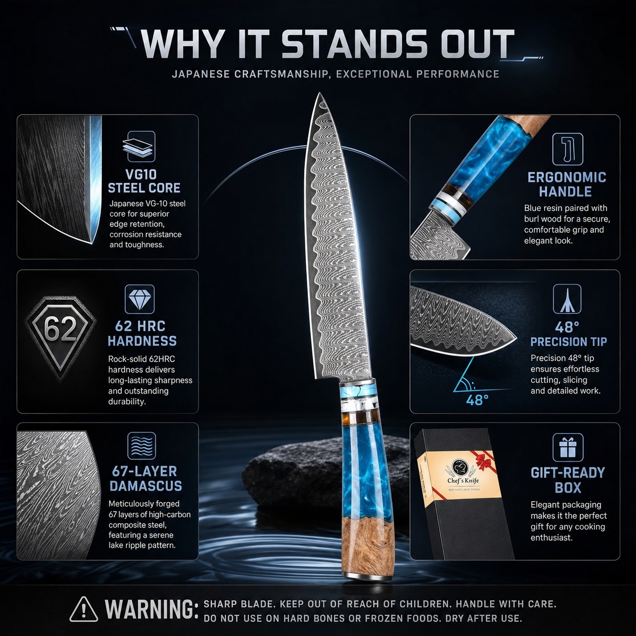 Couteau de chef japonais de 8  - Japanese Knife avis et prix